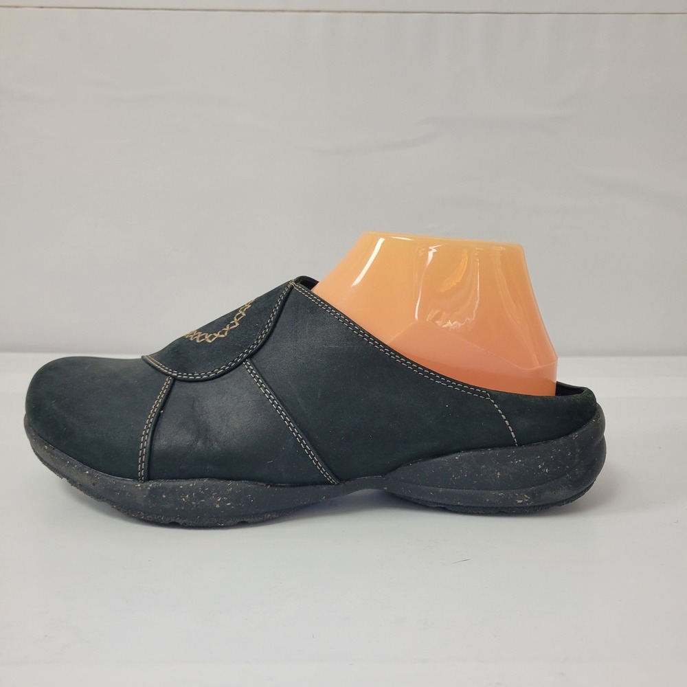 Clarks Roseville Faye Clogs Womens Size 8.5 Black Leather Mules Slip On